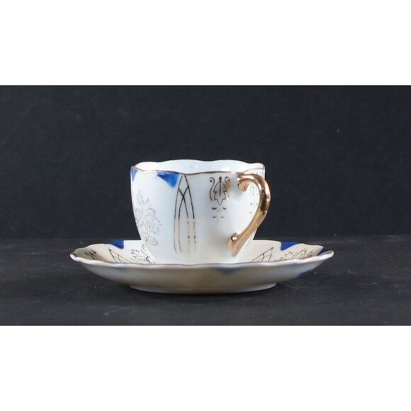 BACO Teacup and Saucer Demitasse 1950s Japan Hand Painted GC - Picture 2 of 12